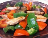 夏野菜とむね肉の柚子こしょうポン酢炒め♪作り方7写真