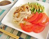 焼肉のたれで♪バンバンジー風冷やしうどん作り方4写真
