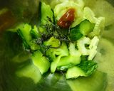 胡瓜とセロリの梅塩昆布大葉和え 山葵風味作り方5写真