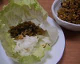 豚ひき肉と高菜炒めのレタス包☆作り方5写真