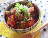 トマトとしらすと塩昆布の梅わさび丼作り方4写真