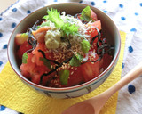 トマトとしらすと塩昆布の梅わさび丼作り方4写真