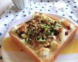 粗く潰したじゃが芋のお好み焼き風トースト作り方7写真