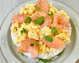 すし飯を袋で🦥サーモンのちらし寿司ケーキ作り方10写真