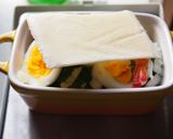 とろ～り！海老玉ベジタのカレーパン粉のせ作り方3写真