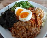 お手軽丼　～納豆キムチの半熟卵のせ～作り方4写真