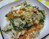 あさりとニラと人参のカラフル卵とじ丼♫作り方8写真