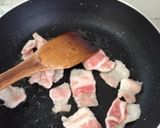 フライパンひとつ！ねぎ塩豚の温玉パスタ作り方2写真