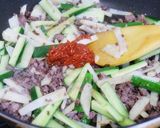 ひき肉とじゃがきゅうりの韓国風ピリ辛炒め作り方4写真