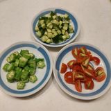 きゅうりとミニトマトとオクラと豆のサラダ作り方2写真
