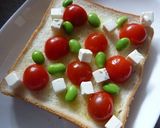 枝豆とトマトとクリチのバジルトースト作り方3写真