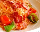 鰹節たっぷり*夏野菜とベーコンの素麺作り方13写真