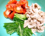 冷し豚しゃぶと水菜の胡麻ダレ和え作り方1写真