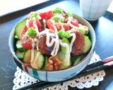 ミートボールと胡瓜とトマトの丼作り方6写真