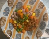 レンジ中華風クリーム餃子味オムライス弁当作り方3写真