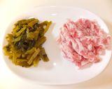 おつまみに最高♪枝豆、豚肉、高菜炒め★作り方2写真