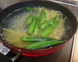 止まらない！サバ缶とオクラの醤油パスタ作り方3写真