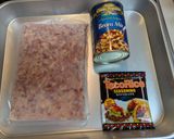 【冷凍レシピ】ミックス豆入りタコミート作り方1写真