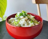 あごだしでセリ炊き込みご飯☆弁当おにぎり作り方2写真