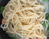 簡単　コーンポタージュほうれん草鮭パスタ作り方12写真