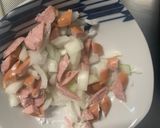 お一人様野菜たっぷりオイ味噌ウインナー丼作り方3写真