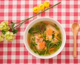 鶏つくねと彩り野菜を使ったお手軽スープ作り方6写真