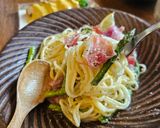 レモンクリームパスタ、生ハム、アスパラ。作り方7写真