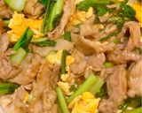 【調味料3つ】豚こまと小松菜のふわ玉炒め作り方5写真
