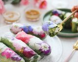 食べられるお花と野菜の生春巻き作り方9写真
