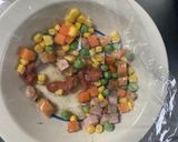 全てレンジ洋風梅オイ照り味炒飯弁当作り方3写真