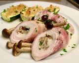 鶏胸肉のベーコン・チーズ・しめじロール作り方4写真