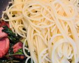 空芯菜とウインナーのペペロンチーノ風パスタ作り方5写真