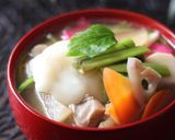 具沢山お雑煮（セリ・鶏肉入り）♪お正月作り方8写真