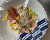 レンジ中華風梅トマトシーフード炒飯弁当作り方3写真