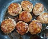 今日の夕飯！蓮根厚揚つくねハンバーグ主菜作り方10写真