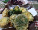 塩でいただくゴーヤフライと野菜天麩羅作り方4写真