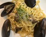 ヒラタケとムール貝のパスタ作り方4写真