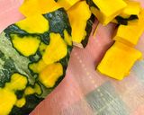 かぼちゃとアスパラの粒マスタード焼き作り方1写真