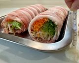 にんにくだし醤油で、野菜の巨大肉巻き作り方5写真
