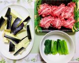 簡単肉料理今夜の夕飯！なす牛小松菜味噌炒作り方1写真