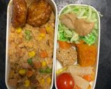 全てレンジ洋風梅オイ照り味炒飯弁当作り方16写真