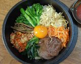 菜の花と焼き肉の鉄焼ピビンパ作り方10写真