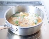 優しい風味【三陸つぼみ菜の煮浸し】卵とじ作り方3写真
