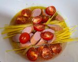 レンジで簡単⭐︎トマ玉パスタ作り方1写真