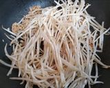 節約簡単今日の夕飯!厚揚韮挽肉もやし炒め作り方6写真