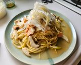 秋の夕飯！エリンギと秋鮭の和風醤油パスタ作り方7写真