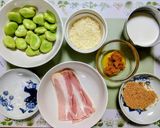 簡単ランチ!ベーコンそら豆クリームパスタ作り方1写真