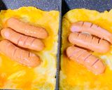 卵のお皿でオムウインナー作り方3写真