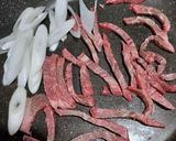 牛肉とちくわ・ネギ・ピーマンの甘辛炒め作り方1写真