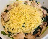 鶏もも肉とほうれん草、きのこのパスタ🍝作り方9写真